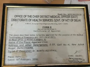 MTP Registration Certificate | Dr Mamta Agrawal Delhi Dr Mamta Agrawal Gynaecologist image title | Dr Mamta Agrawal Gynecologist Delhi's clinic in Delhi.