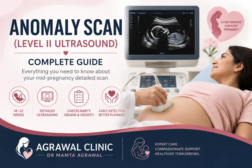 Anomaly Scan (Level II Ultrasound) during pregnancy between 18 and 22 weeks showing detailed fetal anatomy assessment.
