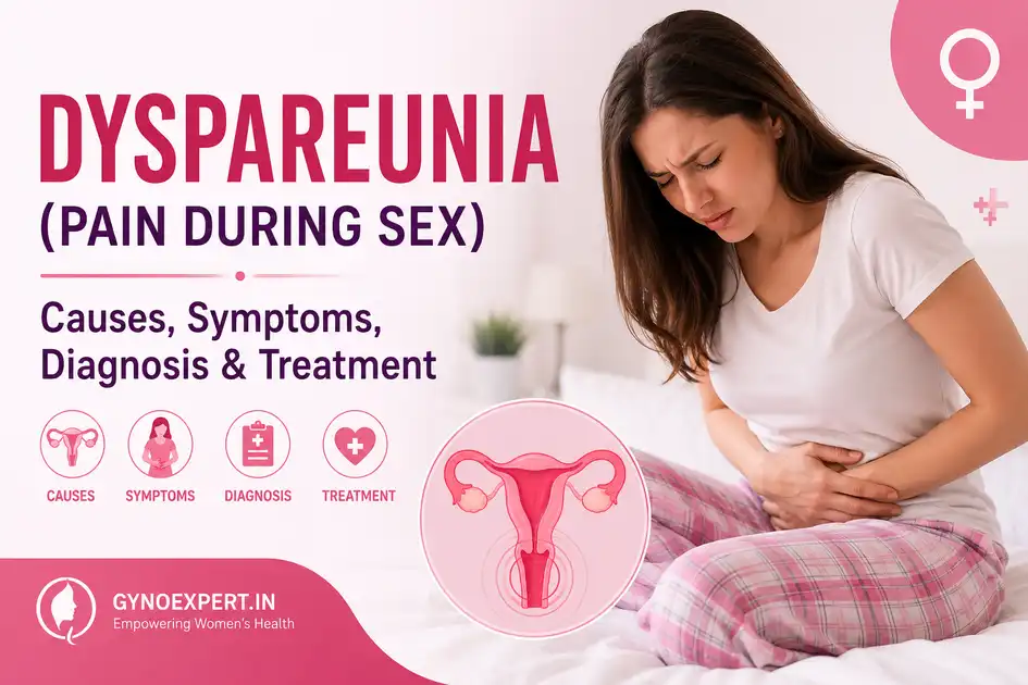 Dyspareunia pain during sex in women showing causes, symptoms, diagnosis and treatment of painful intercourse