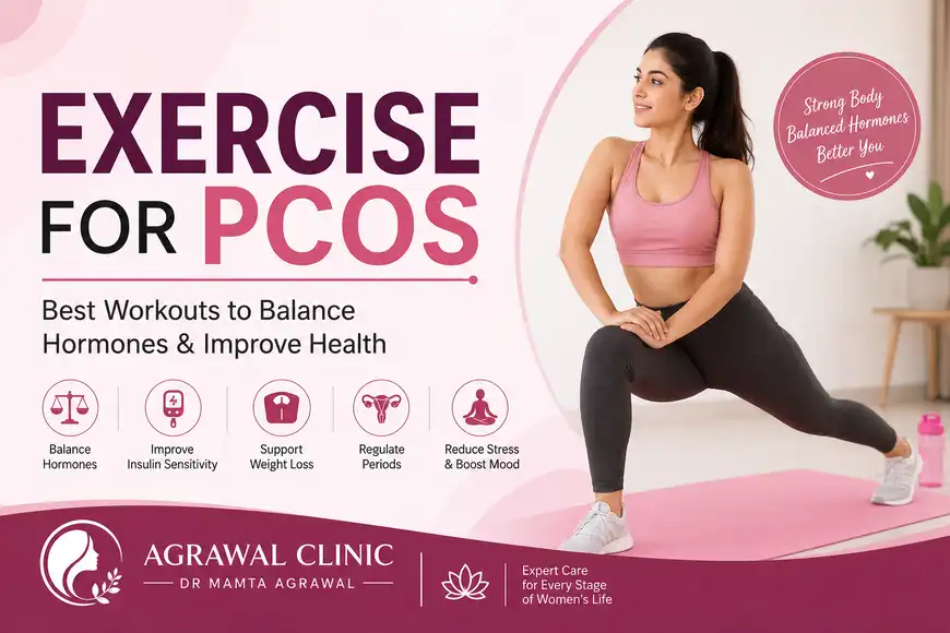 Woman performing exercise for PCOS to improve hormonal balance, insulin resistance, weight loss, and menstrual health.