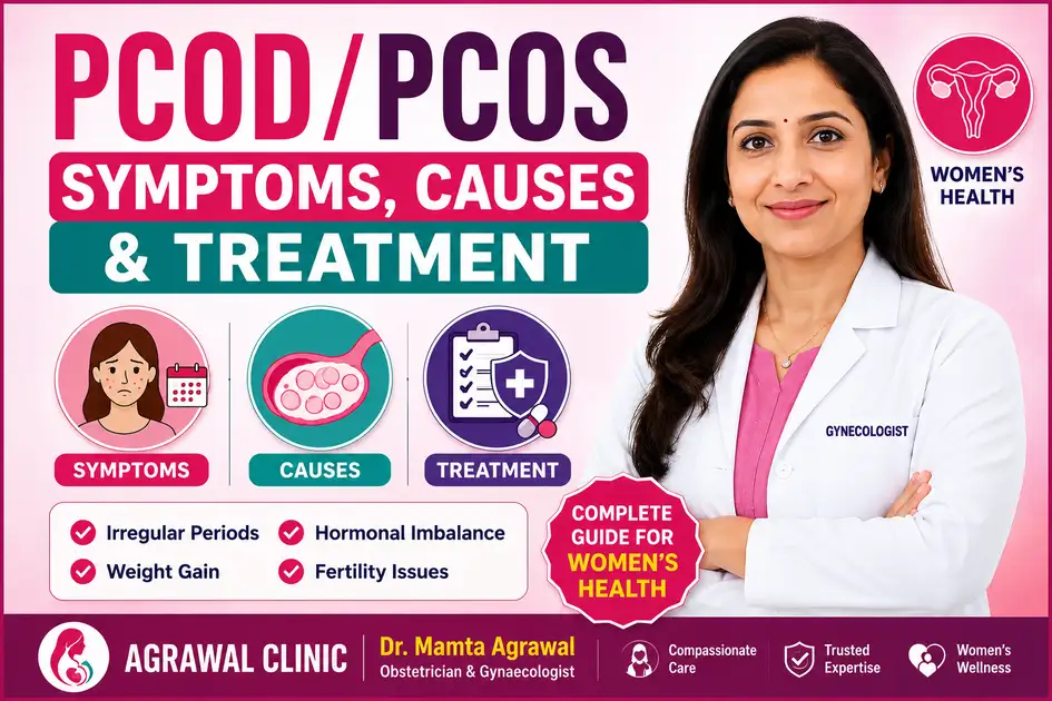 PCOD vs PCOS symptoms, causes, hormonal imbalance, fertility issues, and treatment explained by Dr. Mamta Agrawal, Obstetrician and Gynaecologist.